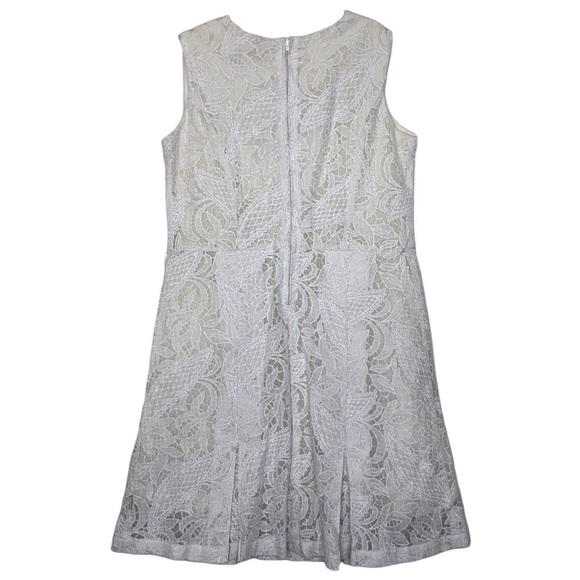 DKNY - White Lace Sleeveless Fit & Flare Dress with 100% Cotton Lining - Girls M - Picture 2 of 5